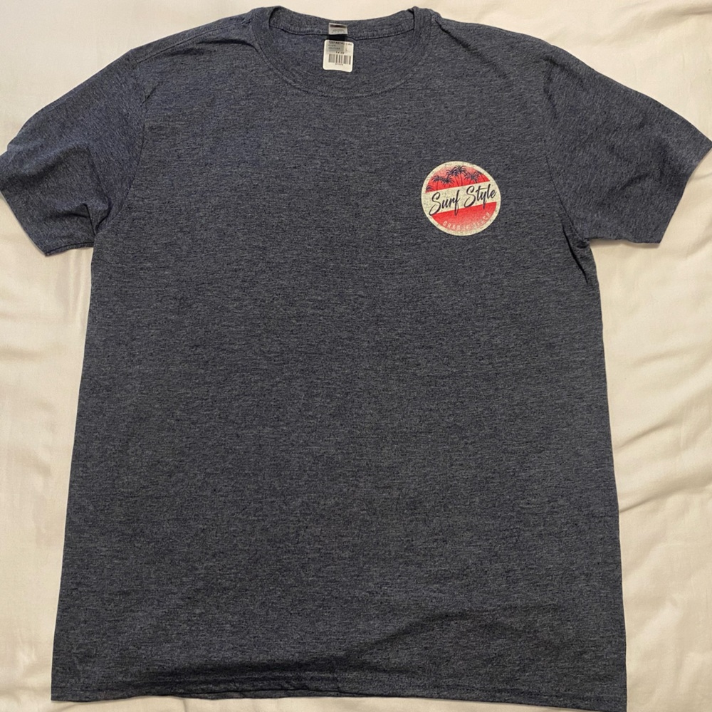 NEW Softstyle Charcoal Surf Style Orange Beach Alabama Graphic Tee Size L - Picture 1 of 5